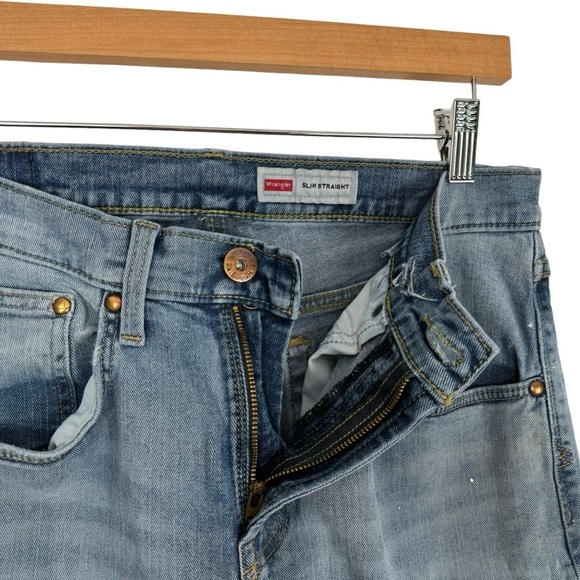 Wrangler Men's Distressed Painters Jeans Blue Straight Leg 30x32 Grunge Workwear - Picture 7 of 14